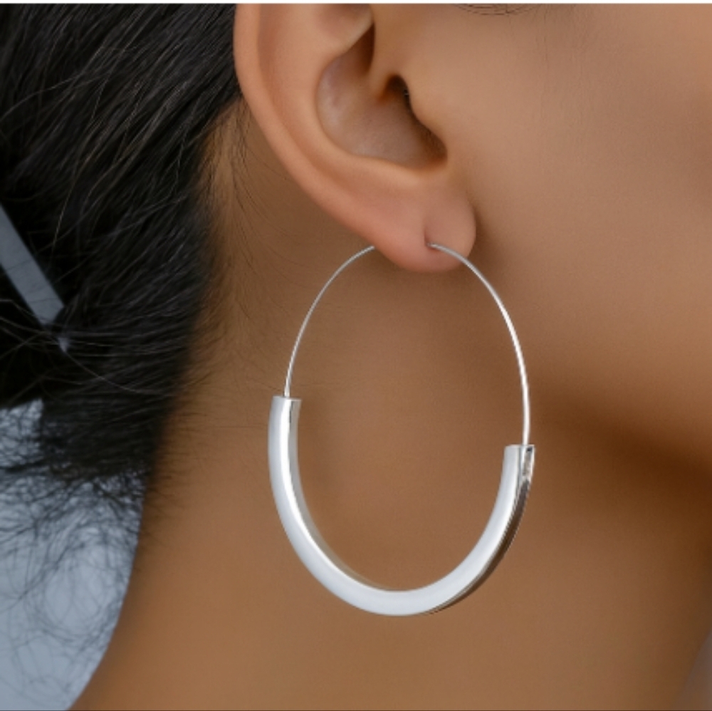 Silver European Style Circular Earrings